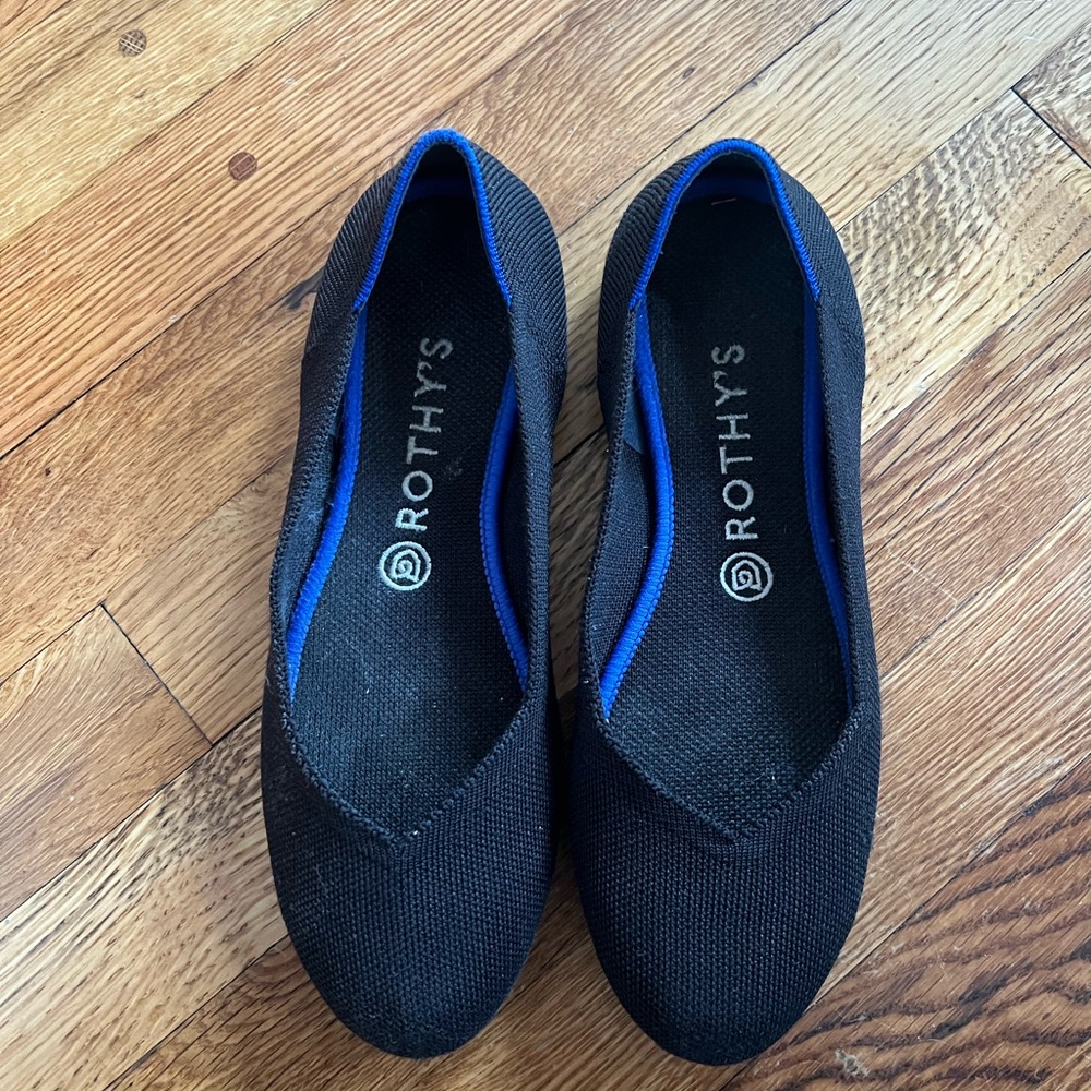 Rothy's Black Flats Classic Design size 8.5